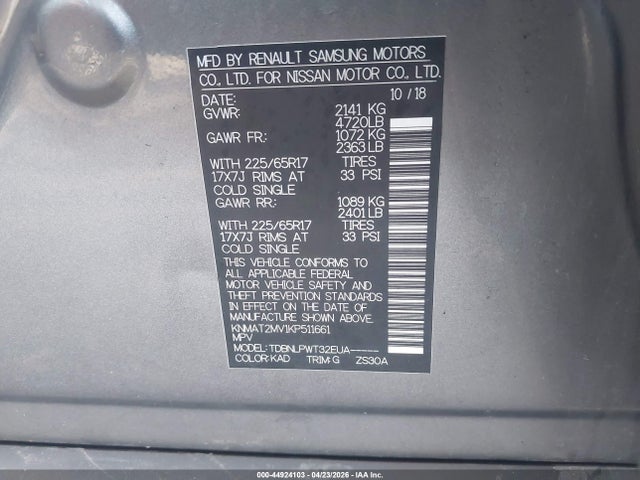 Продаж на аукціоні авто 2019 Nissan Rogue S, vin: KNMAT2MV1KP511661, номер лоту: 44924103