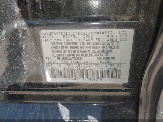 Продажа на аукционе авто 2020 Nissan Sentra Sv Xtronic Cvt, vin: 3N1AB8CV8LY262074, номер лота: 44924118
