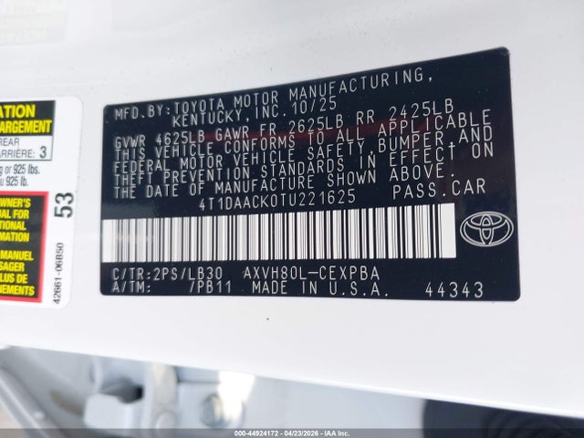 Toyota CAMRY XSE 2026 4T1DAACK0TU221625 Image 9