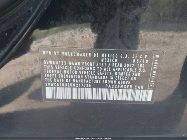 Продаж на аукціоні авто 2019 Volkswagen Jetta 1.4t R-line/1.4t S/1.4t Se, vin: 3VWCB7BU2KM217739, номер лоту: 44924219