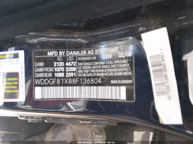 Aukcja sprzedaży 2008 Mercedes-benz C 300 Luxury 4matic/sport 4matic, vin: WDDGF81X88F136804, numer aukcji: 44924224
