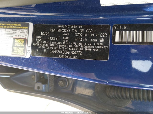 Aukcja sprzedaży 2024 Kia Forte Lxs, vin: 3KPF24AD8RE704772, numer aukcji: 44924236