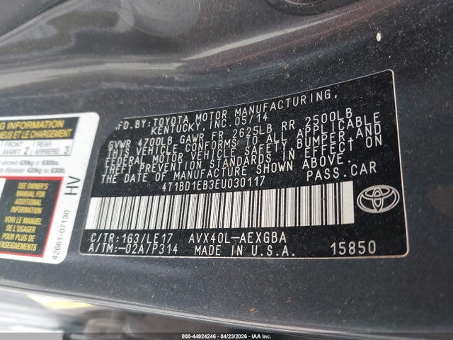 Продаж на аукціоні авто 2014 Toyota Avalon Hybrid Xle Touring, vin: 4T1BD1EB3EU030117, номер лоту: 44924246