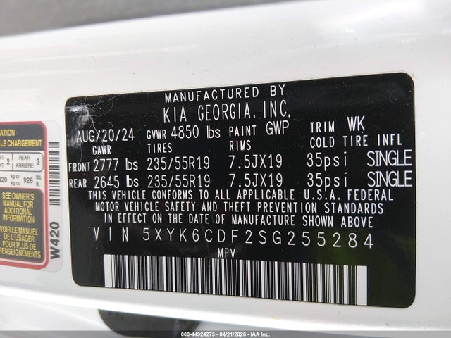 Продажа на аукционе авто 2025 Kia Sportage X-line, vin: 5XYK6CDF2SG255284, номер лота: 44924273