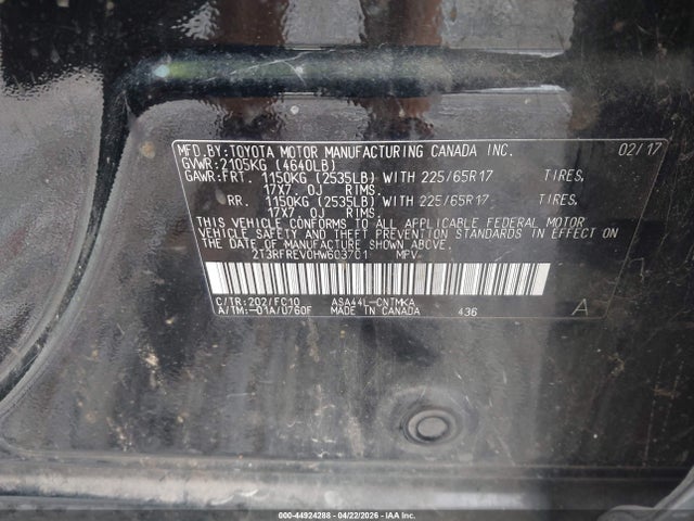 2T3RFREV0HW603701 Toyota Rav4 Xle