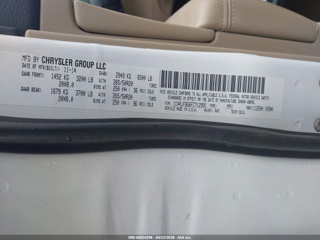 Aukcja sprzedaży 2015 Jeep Grand Cherokee Limited, vin: 1C4RJFBG6FC712991, numer aukcji: 44924296
