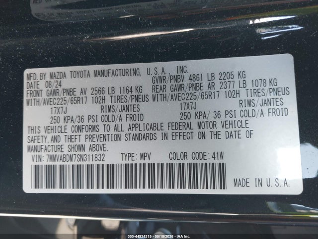 Aukcja sprzedaży 2025 Mazda Cx-50 2.5 S Premium Package, vin: 7MMVABDM7SN311832, numer aukcji: 44924315