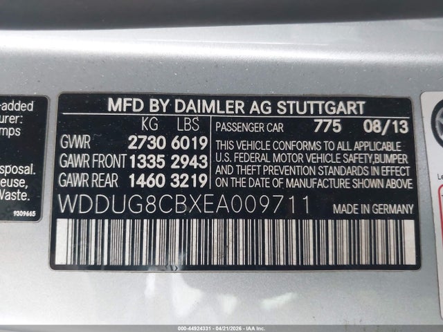 Aukcja sprzedaży 2014 Mercedes-benz S 550, vin: WDDUG8CBXEA009711, numer aukcji: 44924331