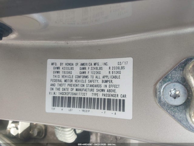 Продажа на аукционе авто 2017 Honda Accord Lx, vin: 1HGCR2F35HA177327, номер лота: 44924367