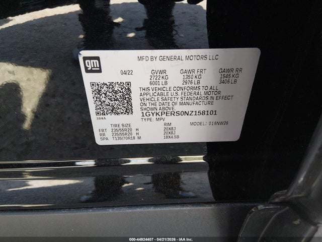 2022 Cadillac Xt6 Fwd Premium Luxury მანქანა იყიდება აუქციონზე, vin: 1GYKPERS0NZ158101, აუქციონის ნომერი: 44924407