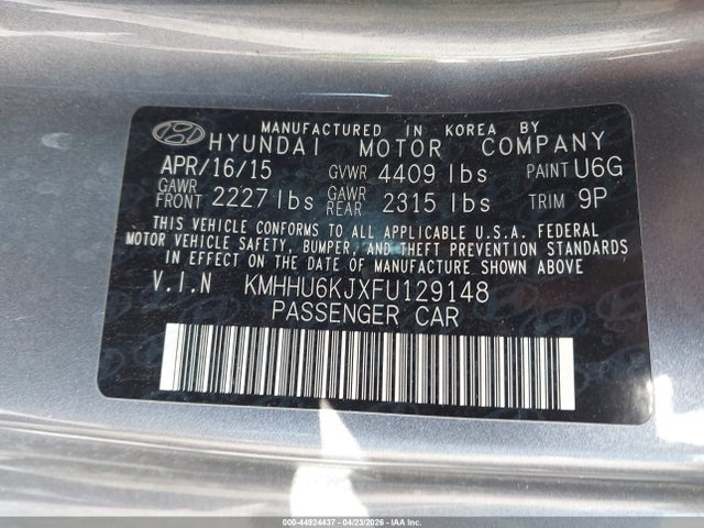 44924437 :رقم المزاد ، KMHHU6KJXFU129148 vin ، 2015 Hyundai Genesis 3.8 Ultimate مزاد بيع
