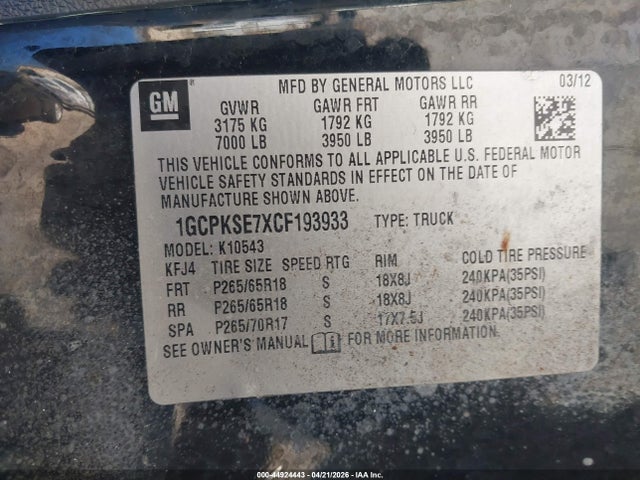 2012 CHEVROLET SILVERADO 1500 1GCPKSE7XCF193933 Photo 8