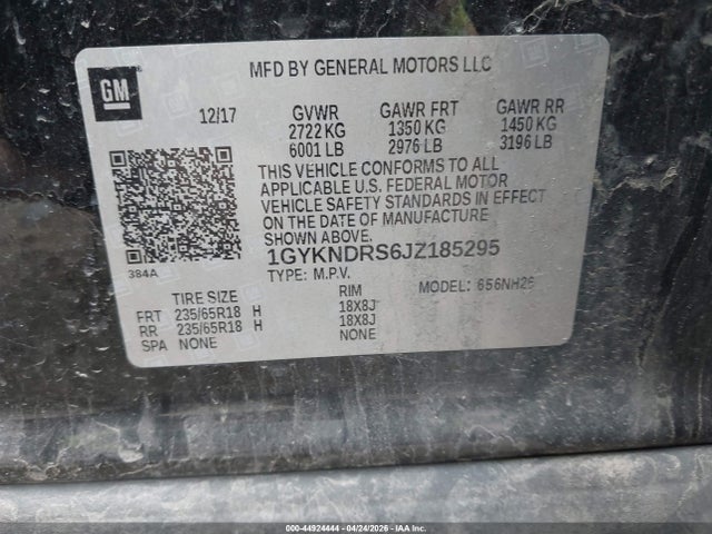 44924444 :رقم المزاد ، 1GYKNDRS6JZ185295 vin ، 2018 Cadillac Xt5 Luxury مزاد بيع