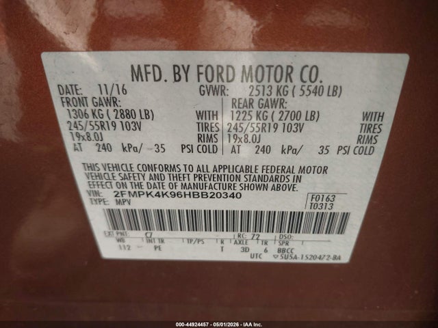 Ford Edge Titanium 2017 2FMPK4K96HBB20340 Image 9