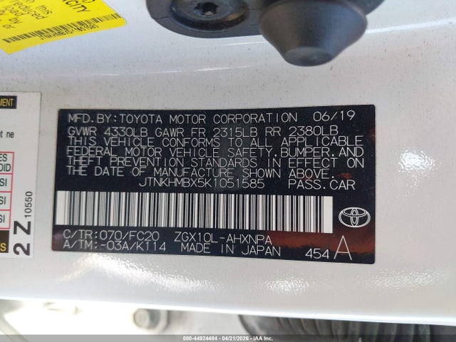 Продажа на аукционе авто 2019 Toyota C-hr Le, vin: JTNKHMBX5K1051585, номер лота: 44924484