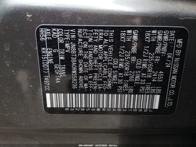 Продаж на аукціоні авто 2024 Nissan Rogue Sv Fwd, vin: JN8BT3BA0RW358236, номер лоту: 44924487