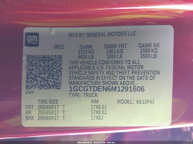 1GCGTDEN6M1291606 Chevrolet Colorado 4wd Short Box Z71