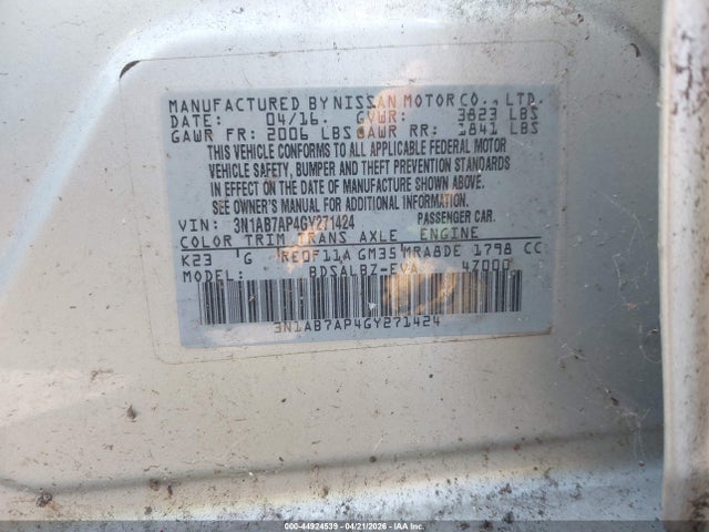 44924539 :رقم المزاد ، 3N1AB7AP4GY271424 vin ، 2016 Nissan Sentra S مزاد بيع