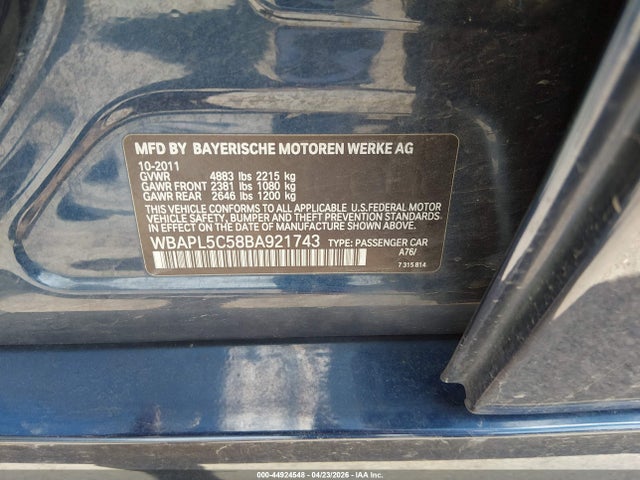Продажа на аукционе авто 2011 Bmw 335i Xdrive, vin: WBAPL5C58BA921743, номер лота: 44924548