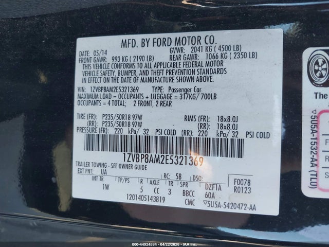 Ford Mustang V6 2014 1ZVBP8AM2E5321369 Image 9