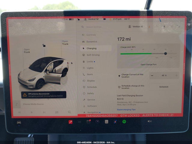 Продаж на аукціоні авто 2025 Tesla Model Y Long Range Dual Motor Rear-wheel Drive, vin: 7SAYGDED4SA355257, номер лоту: 44924596