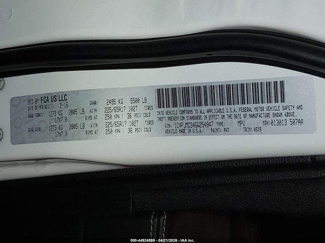 Продаж на аукціоні авто 2016 Jeep Cherokee Latitude, vin: 1C4PJMCS4GW254947, номер лоту: 44924599