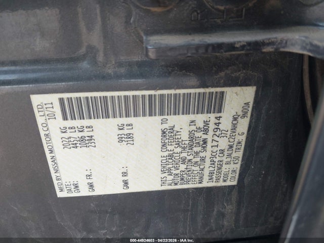 Aukcja sprzedaży 2012 Nissan Altima 3.5 Sr, vin: 1N4BL2AP3CC172944, numer aukcji: 44924603