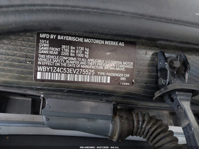 Продаж на аукціоні авто 2014 Bmw I3 Base W/range Extender, vin: WBY1Z4C53EV275525, номер лоту: 44924662