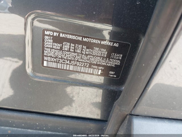 2018 Bmw X1 Xdrive28i მანქანა იყიდება აუქციონზე, vin: WBXHT3C34J5F92272, აუქციონის ნომერი: 44924665