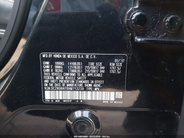 3CZRU6H70HM713239 Honda Hr-v Ex-l