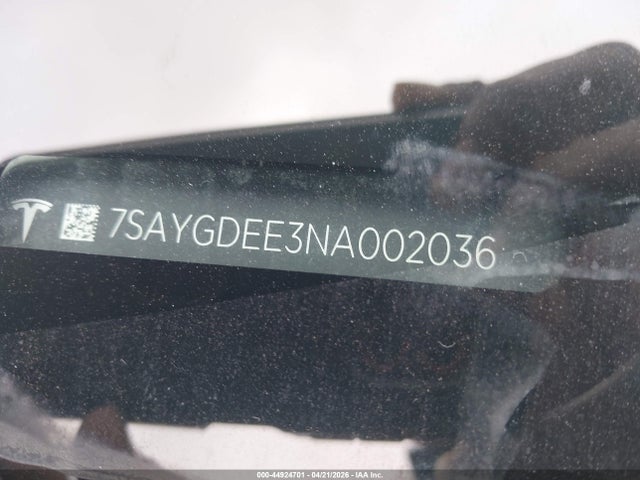 44924701 :رقم المزاد ، 7SAYGDEE3NA002036 vin ، 2022 Tesla Model Y Long Range Dual Motor All-wheel Drive مزاد بيع