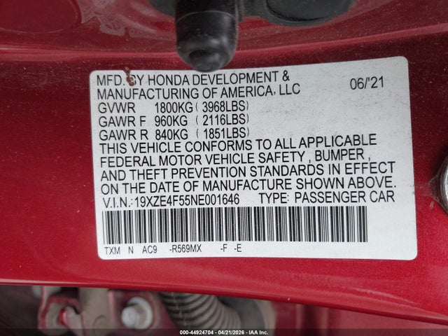 Honda INSIGHT EX 2022 19XZE4F55NE001646 Image 9