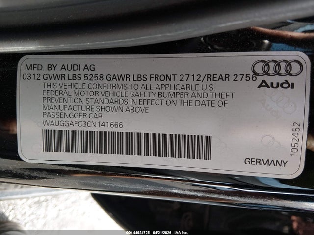 Aukcja sprzedaży 2012 Audi A6 3.0 Premium, vin: WAUGGAFC3CN141666, numer aukcji: 44924725