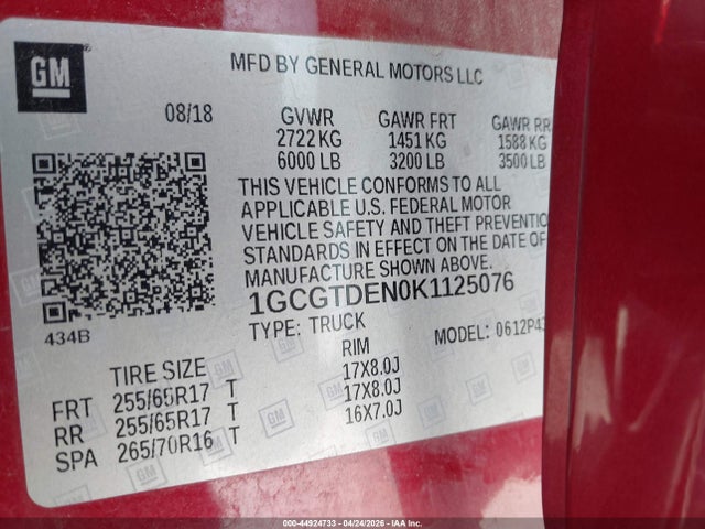 1GCGTDEN0K1125076 Chevrolet Colorado Z71