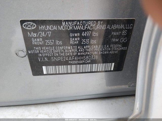 5NPE24AF4HH580328 Hyundai Sonata