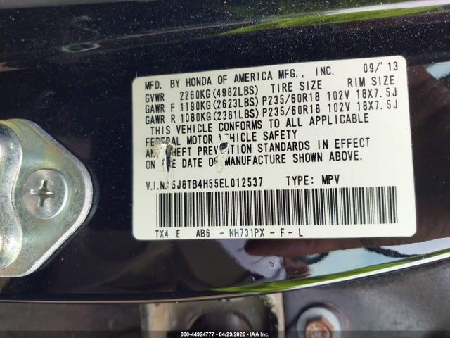 44924777 :رقم المزاد ، 5J8TB4H55EL012537 vin ، 2014 Acura Rdx مزاد بيع