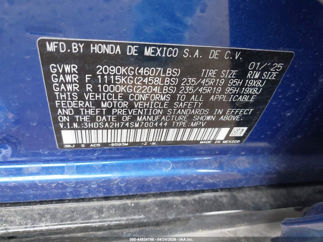 44924788 :رقم المزاد ، 3HDSA2H74SM700444 vin ، 2025 Acura Adx A-spec With Advance مزاد بيع