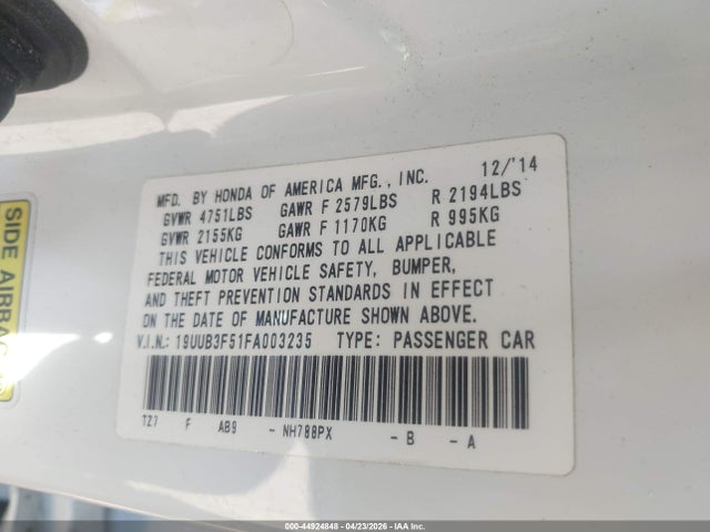 19UUB3F51FA003235 Acura Tlx V6 Tech