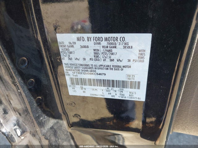 Продаж на аукціоні авто 2009 Ford F-150 Lariat/xl/xlt, vin: 1FTRX12V09KC54679, номер лоту: 44924883