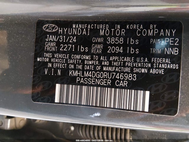 KMHLM4DG0RU746983 Hyundai ELANTRA SEL