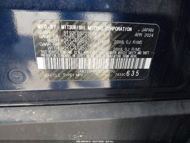 Продажа на аукционе авто 2024 Mitsubishi Outlander Se 2.5 2wd/se Black Edition S-awc/se Black Edition W/pano Roof S-awc, vin: JA4J3VA86RZ066200, номер лота: 44924919