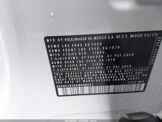 Продажа на аукционе авто 2025 Volkswagen Taos 1.5t S, vin: 3VV8C7B29SM068557, номер лота: 44924941