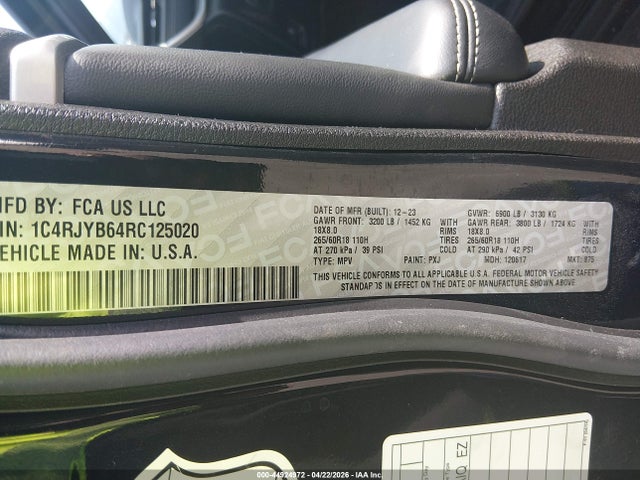 Aukcja sprzedaży 2024 Jeep Grand Cherokee 4xe, vin: 1C4RJYB64RC125020, numer aukcji: 44924972