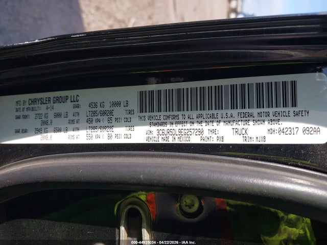 Продажа на аукционе авто 2014 Ram 2500 Big Horn, vin: 3C6UR5DL9EG257290, номер лота: 44925034