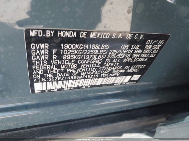 3CZRZ1H58SM746239 Honda Hr-v 2wd Sport