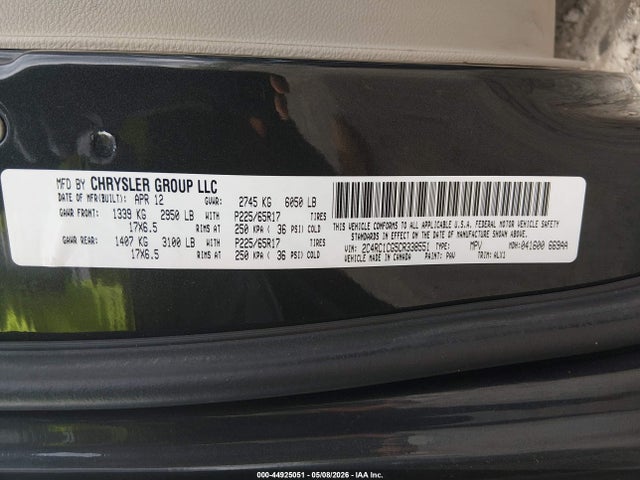 Продаж на аукціоні авто 2012 Chrysler Town & Country Touring-l, vin: 2C4RC1CG5CR338551, номер лоту: 44925051