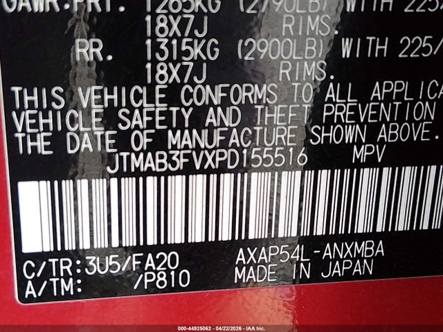 JTMAB3FVXPD155516 Toyota Rav4 Prime Se