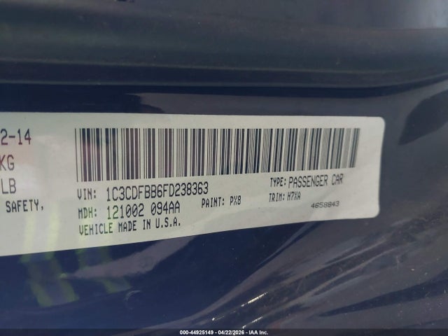 Продажа на аукционе авто 2015 Dodge Dart Sxt, vin: 1C3CDFBB6FD238363, номер лота: 44925149