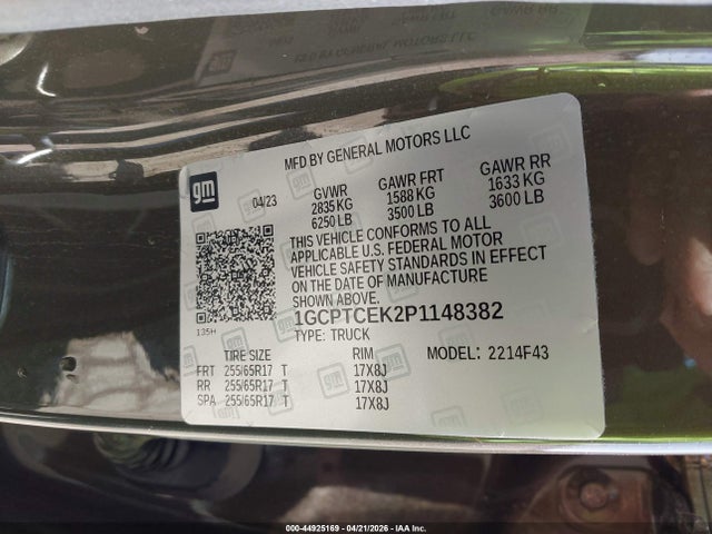 Aukcja sprzedaży 2023 Chevrolet Colorado 4wd  Short Box Lt, vin: 1GCPTCEK2P1148382, numer aukcji: 44925169