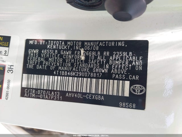 44925262 :رقم المزاد ، 4T1BB46K29U078817 vin ، 2009 Toyota Camry Hybrid مزاد بيع